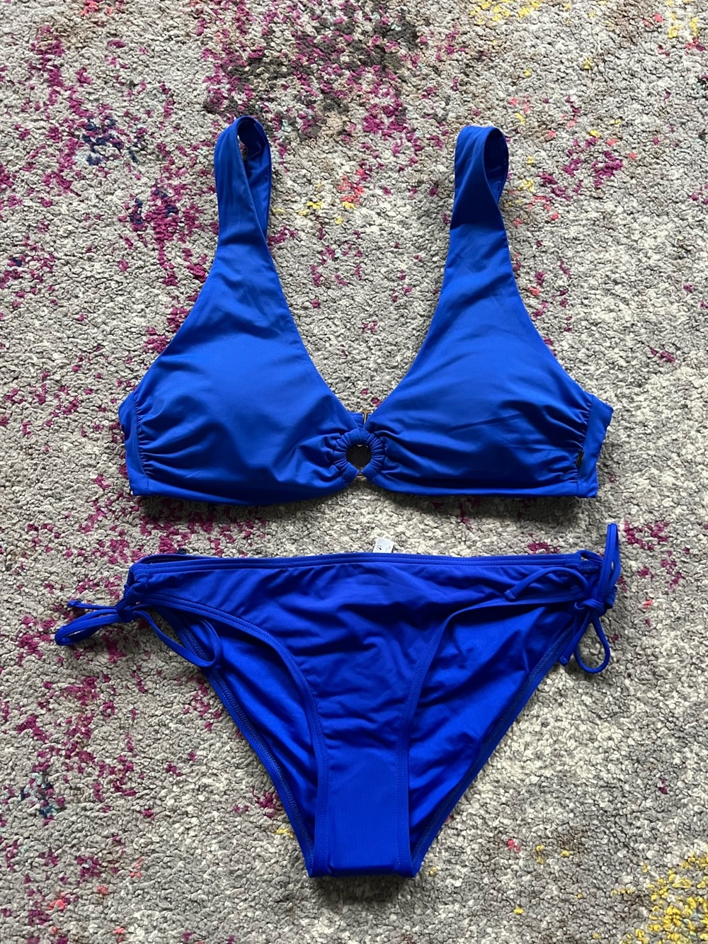 Blue Women's Ring-Front Bikini Set